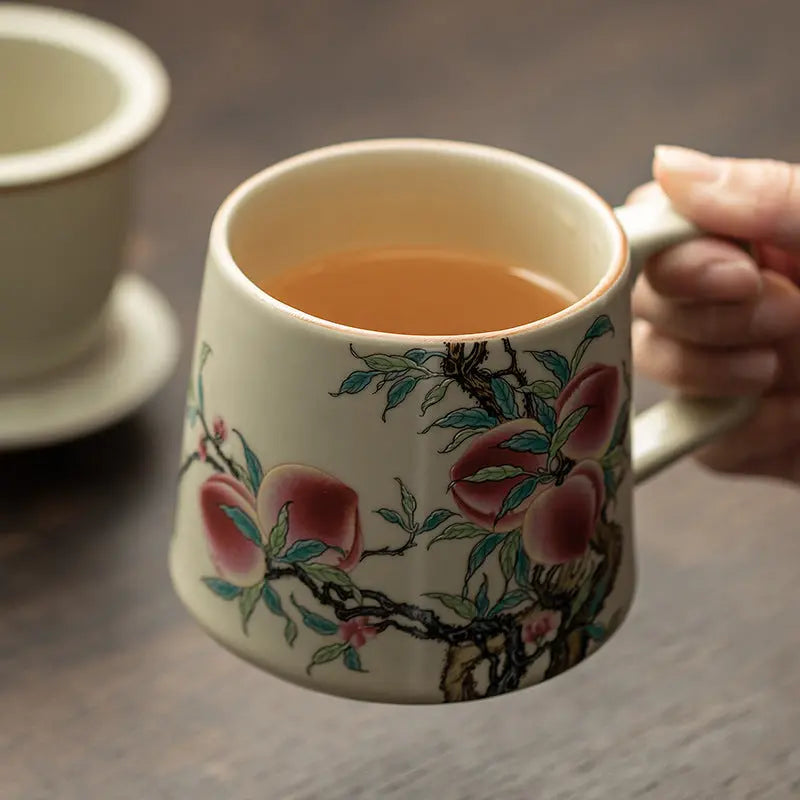 Ru Kiln "Nine Peaches" Office Mug – Chinese Porcelain Elegance My Store
