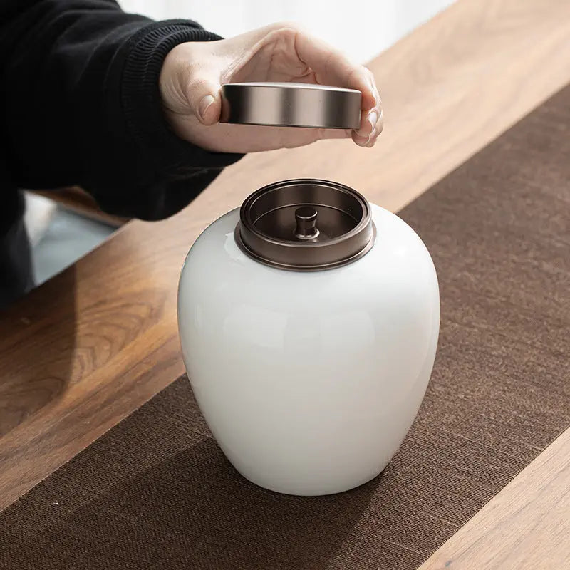 Dehua Jade White Porcelain Tea Canister – Handcrafted Elegance in Pure Porcelain My Store