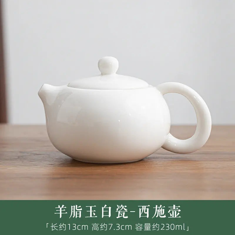 Dehua Jade White Porcelain Teapot – Handmade Elegance in Pure White My Store