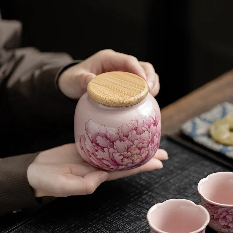 Ru Kiln “Peony” Tea Canister – Handcrafted Porcelain My Store