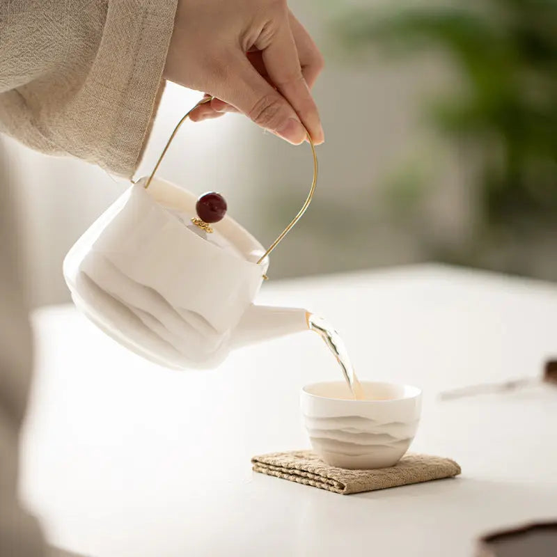 Dehua White Porcelain “Ink Mountains” Yángzhī Jade Tiliang Teapot My Store