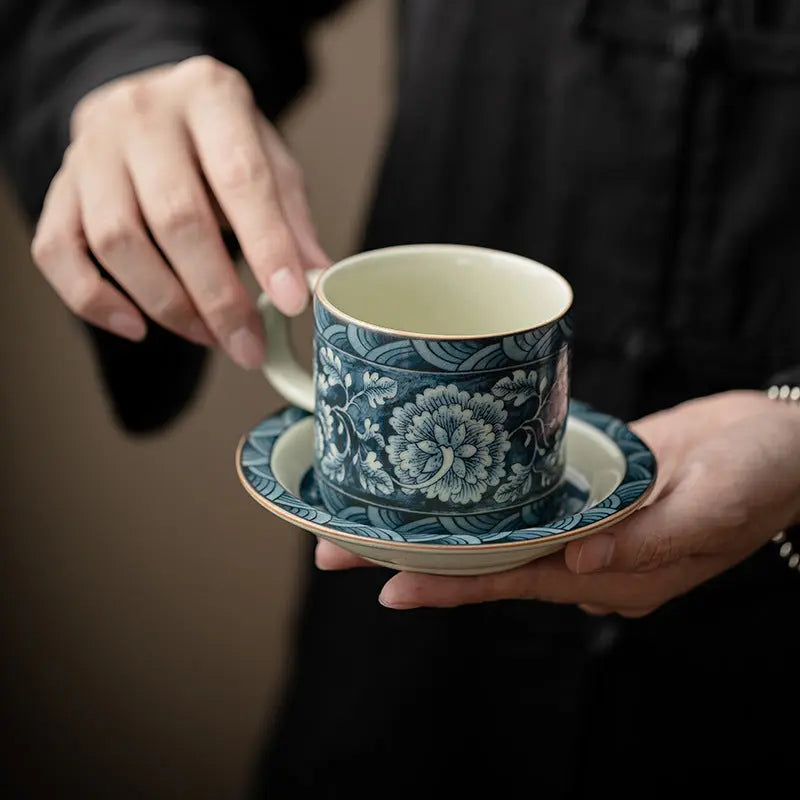 Ru Kiln “Floral Bloom” Coffee & Afternoon Tea Cup with Saucer My Store