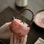 Handcrafted Mineral Clay Teapot with Woven Rattan Handle — Small Wabi-Sabi Pouring Pot My Store