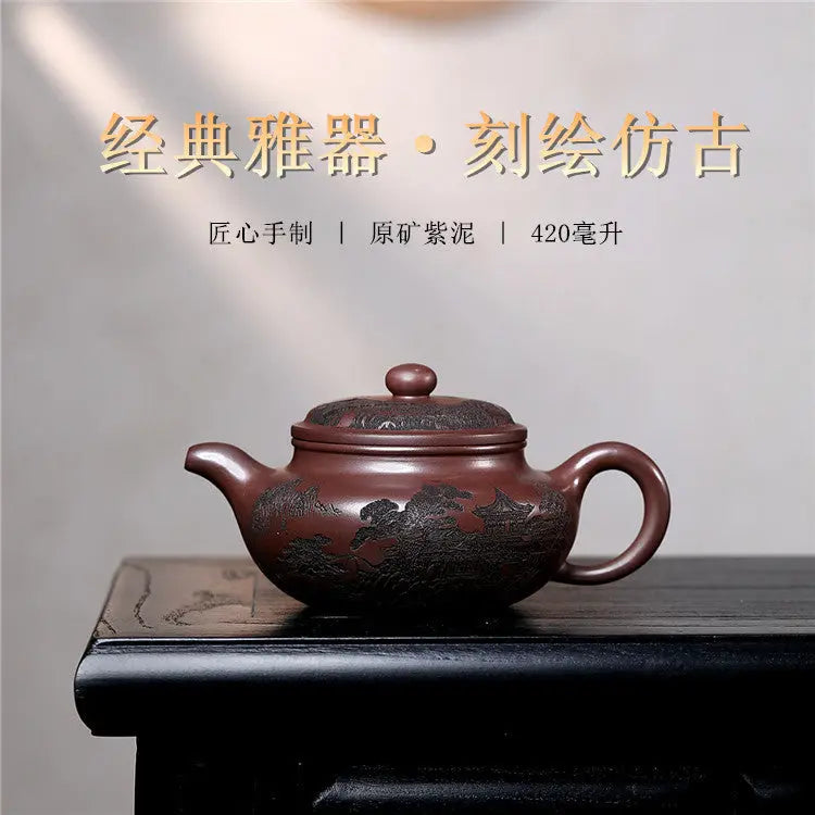 Hand-Carved Zisha Teapot – Purple Clay My Store