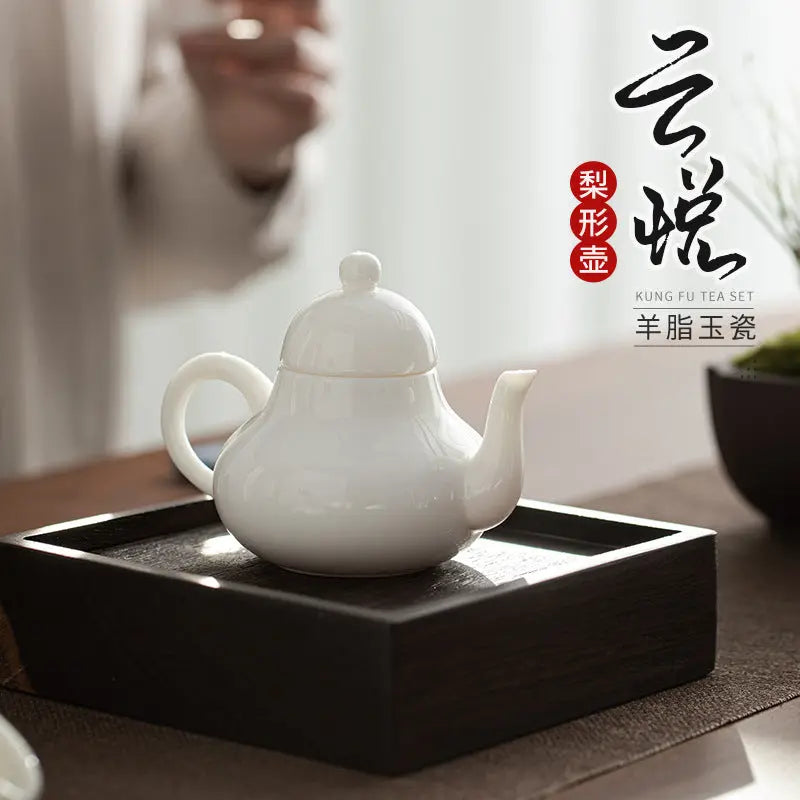 Dehua White Jade Porcelain Teapot – Sheep-Fat Ivory Elegance My Store