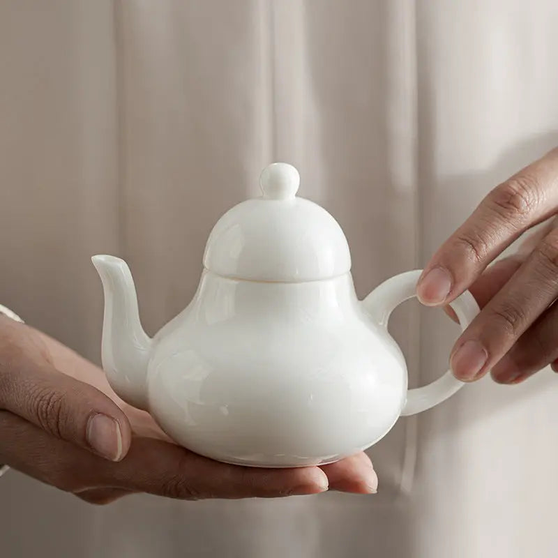 Dehua White Jade Porcelain Teapot – Sheep-Fat Ivory Elegance My Store