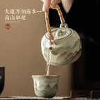 Ru Kiln “Mountains in Bloom” Bamboo-Handle Teapot My Store
