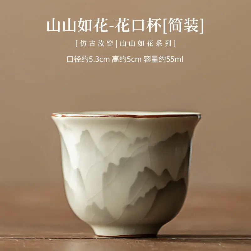 Ru Kiln “Distant Mountains” Flower-Rim Teacup My Store