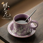 Purple Ru Kiln Silver-Inlaid “Butterfly & Blossom” Afternoon Tea Coffee Cup My Store
