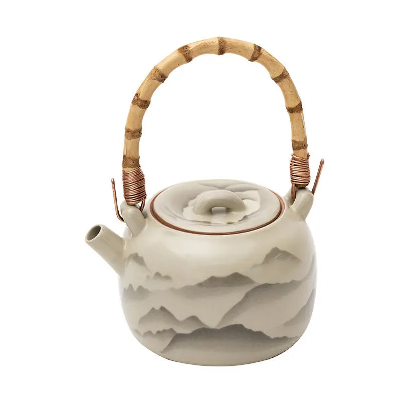 Ru Kiln “Mountains in Bloom” Bamboo-Handle Teapot My Store