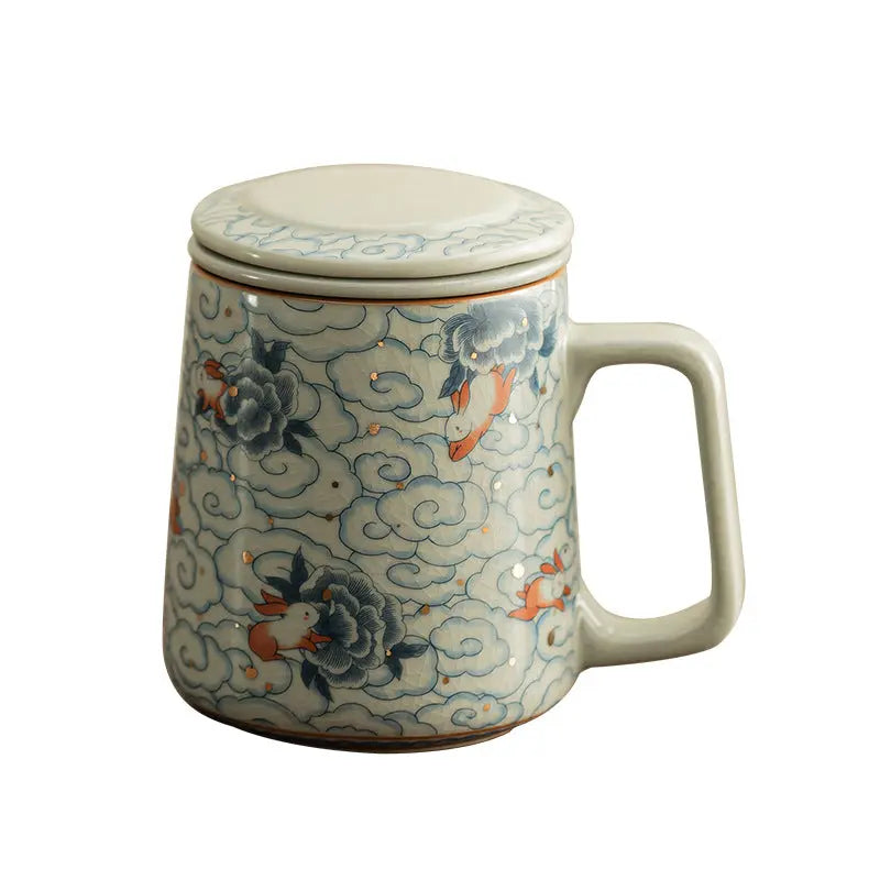 Ru Kiln “Auspicious Rabbit & Cloud” Ceramic Mug – Harmony and Fortune in Every Sip My Store