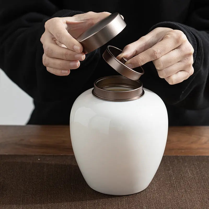 Dehua Jade White Porcelain Tea Canister – Handcrafted Elegance in Pure Porcelain My Store