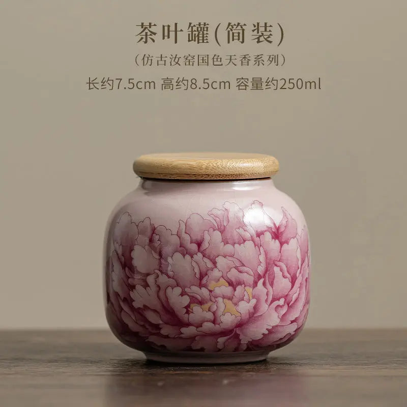 Ru Kiln “Peony” Tea Canister – Handcrafted Porcelain My Store