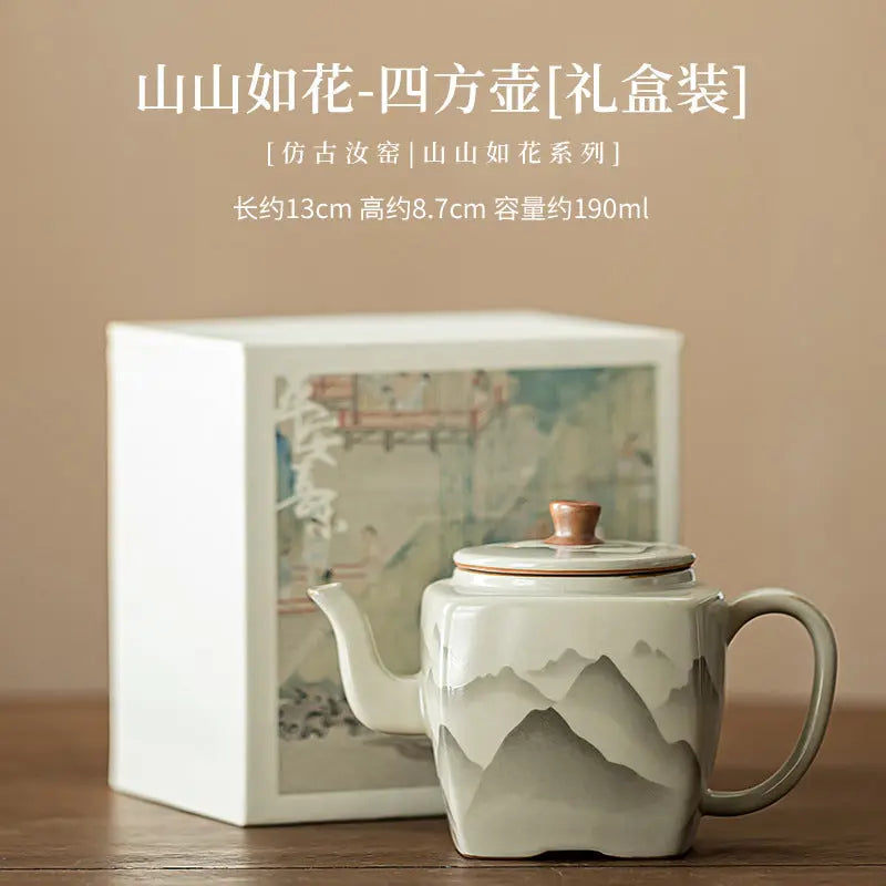 Ru Kiln “Mountains in Bloom” Square Teapot My Store