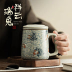 Ru Kiln “Auspicious Rabbit & Cloud” Ceramic Mug – Harmony and Fortune in Every Sip My Store