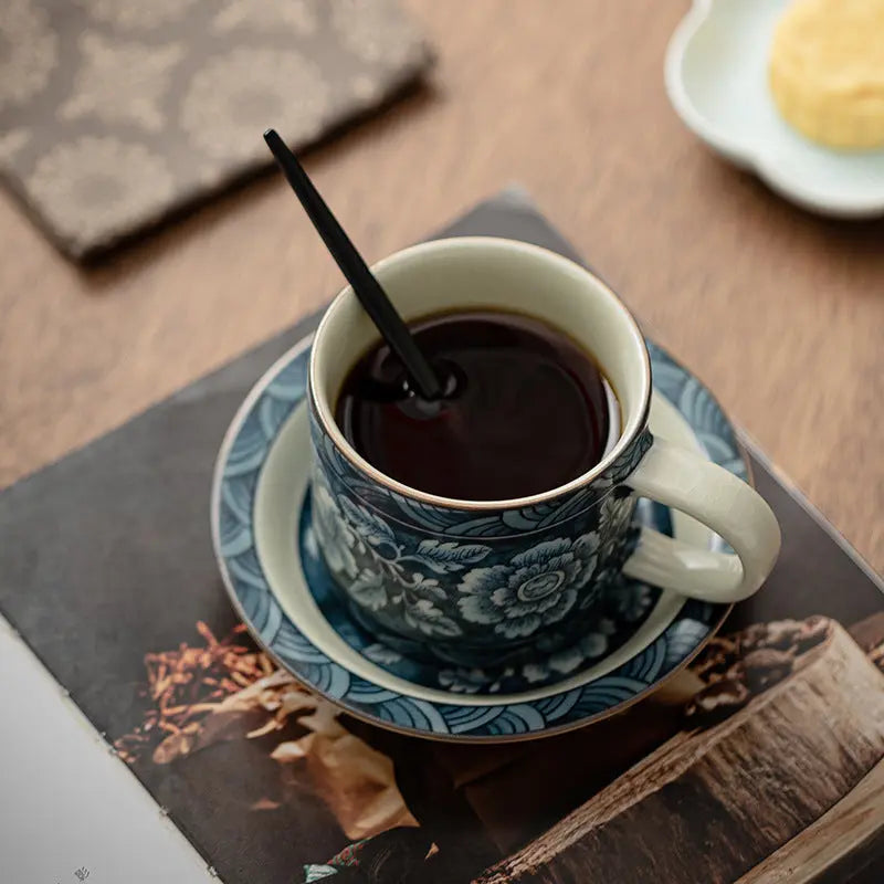 Ru Kiln “Floral Bloom” Coffee & Afternoon Tea Cup with Saucer My Store