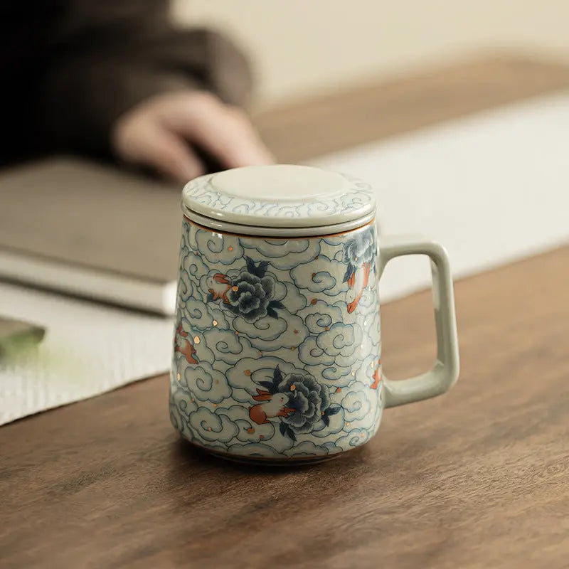 Ru Kiln “Auspicious Rabbit & Cloud” Ceramic Mug – Harmony and Fortune in Every Sip My Store