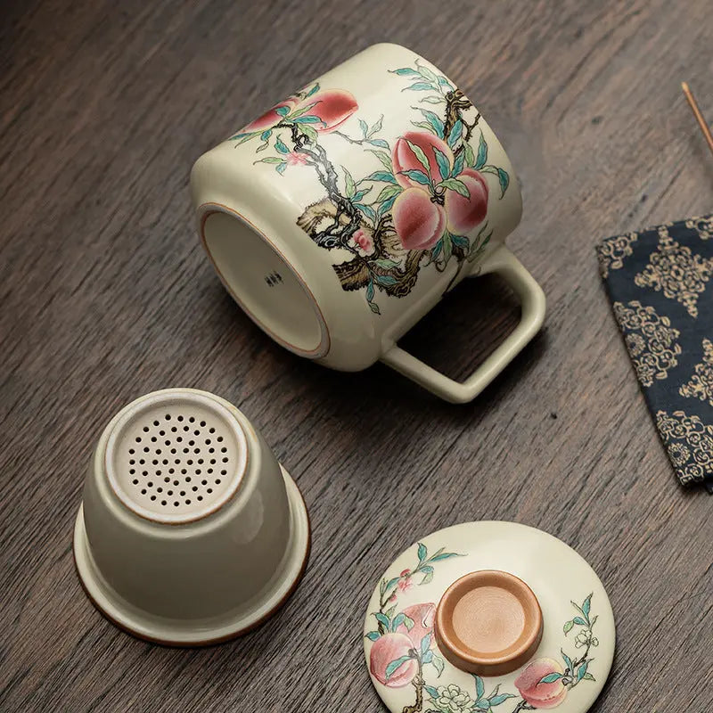 Ru Kiln "Nine Peaches" Office Mug – Chinese Porcelain Elegance My Store