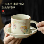 Ru Kiln “Golden Koi” Coffee & Afternoon Tea Cup – Ivory Glaze My Store