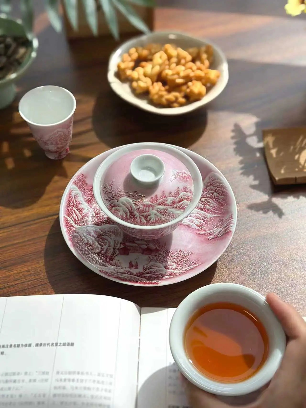 Gemstone Red Snow Scene Porcelain Set – Handcrafted Art Collection My Store